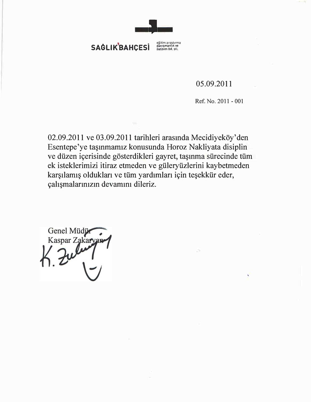 Horoz Nakliyat referans mektubu 19